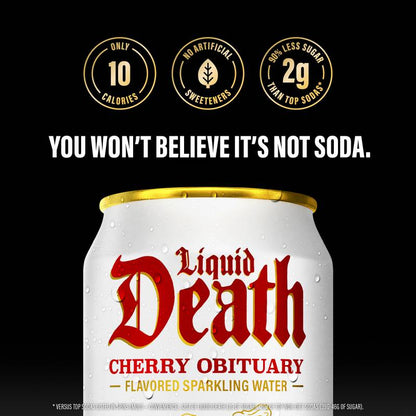 Liquid Death Cherry Obituary Sparkling Water 6pk 12oz Can