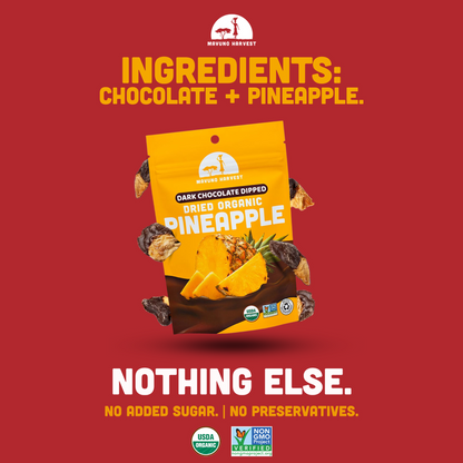 Mavuno Harvest Organic Dark Chocolate Dipped Dried Pineapple, 3oz