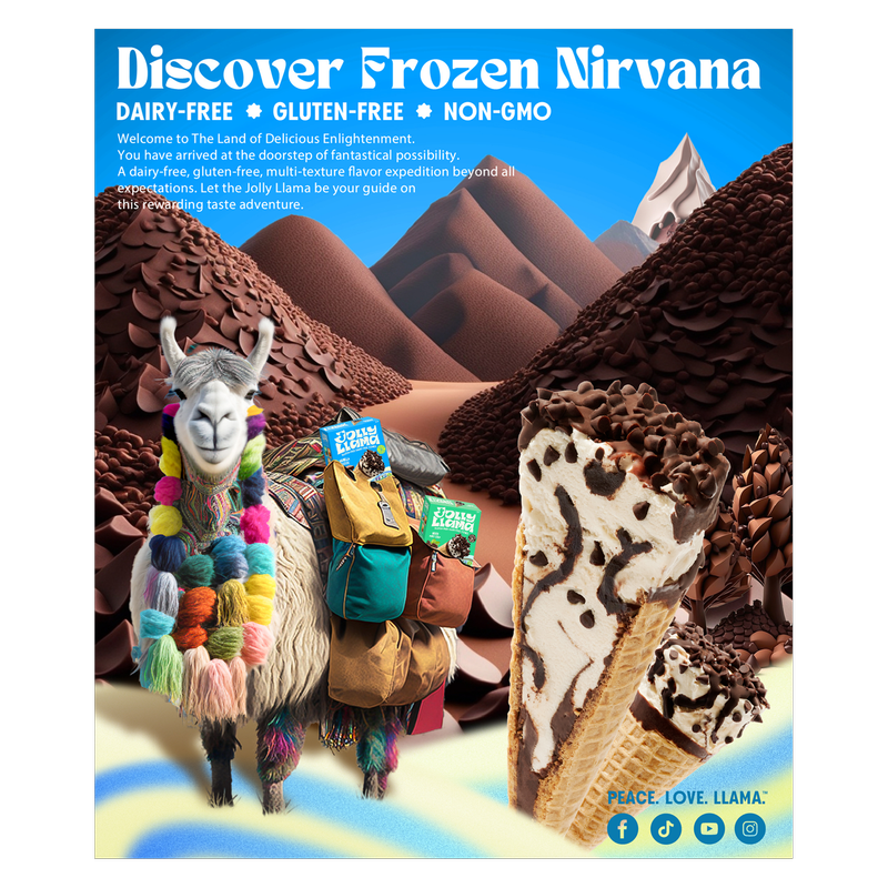 Jolly Llama, Dairy Free Gluten Free Coconut Cream Vanilla Fudge Sundae Cones