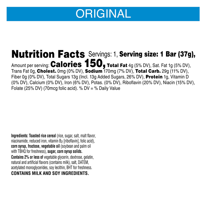 Kellogg's Rice Krispies Treats Original 1.3oz Crispy Marshmallow Squares