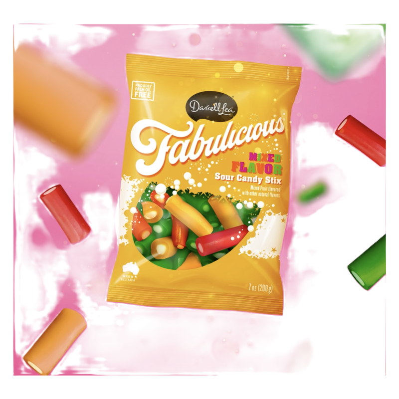 Darrell Lea Fabulicious Mixed Sour Candy Stix, 7oz