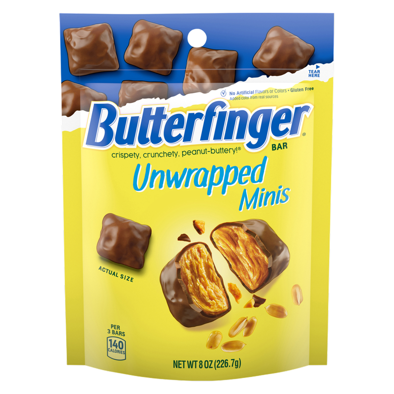 Butterfinger Unwrapped Minis, Chocolatey, Peanut-Buttery, Resealable Bag, 8 oz