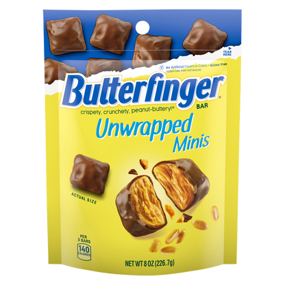 Butterfinger Unwrapped Minis, Chocolatey, Peanut-Buttery, Resealable Bag, 8 oz
