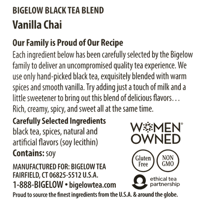 Bigelow Tea Vanilla Chai Caffeinated Black Tea K-Cups 12ct