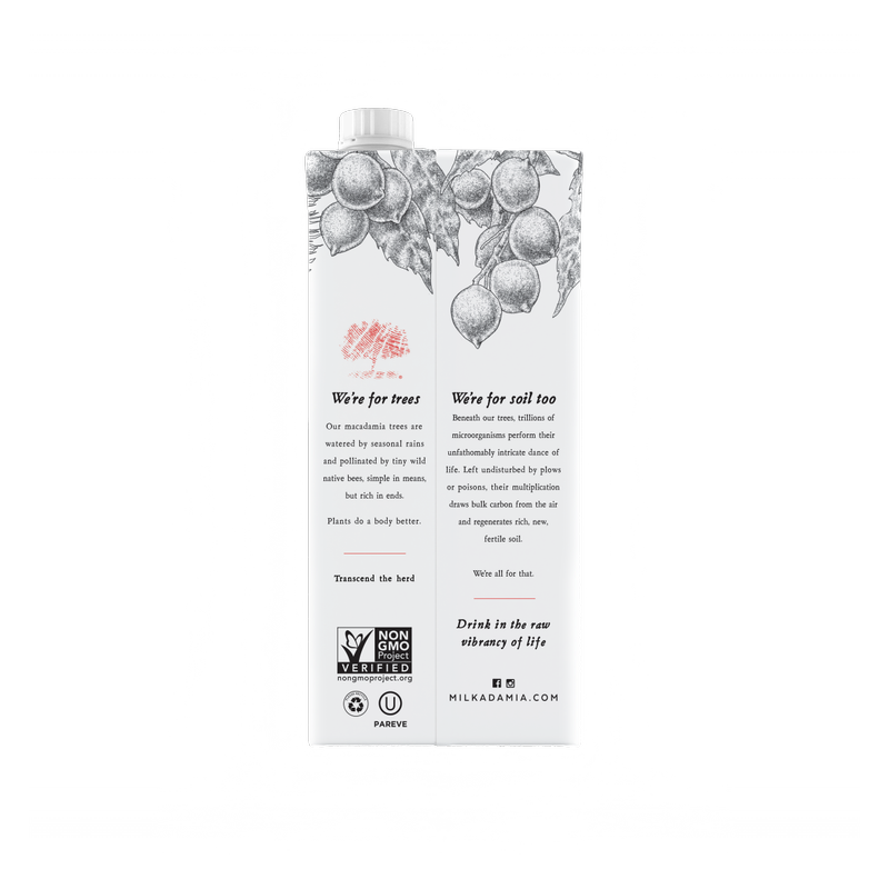 Milkadamia Unsweetened Vanilla Macadamia Milk 32oz Carton