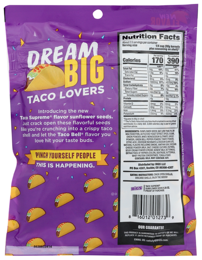 Bigs Taco Bell Taco Supreme Sunflower Seeds 5.35oz