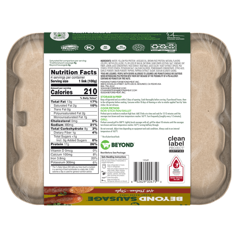 Beyond Meat Beyond Hot Italian Sausage 4ct