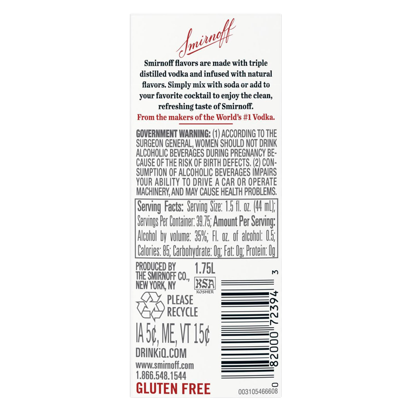 Smirnoff Citrus Vodka 1.75L