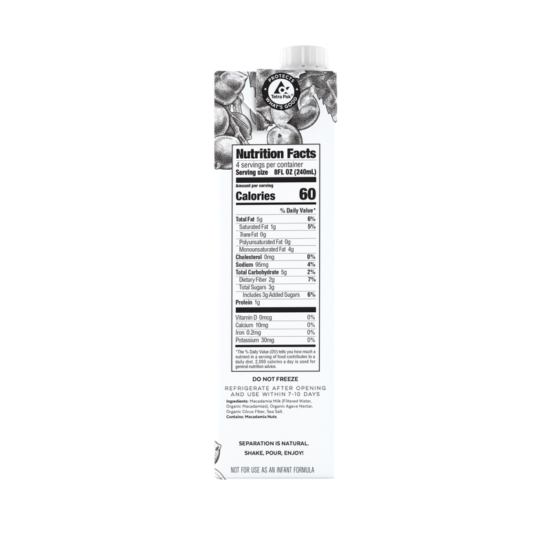 Milkadamia Organic Artisan Macadamia Milk 32oz Carton