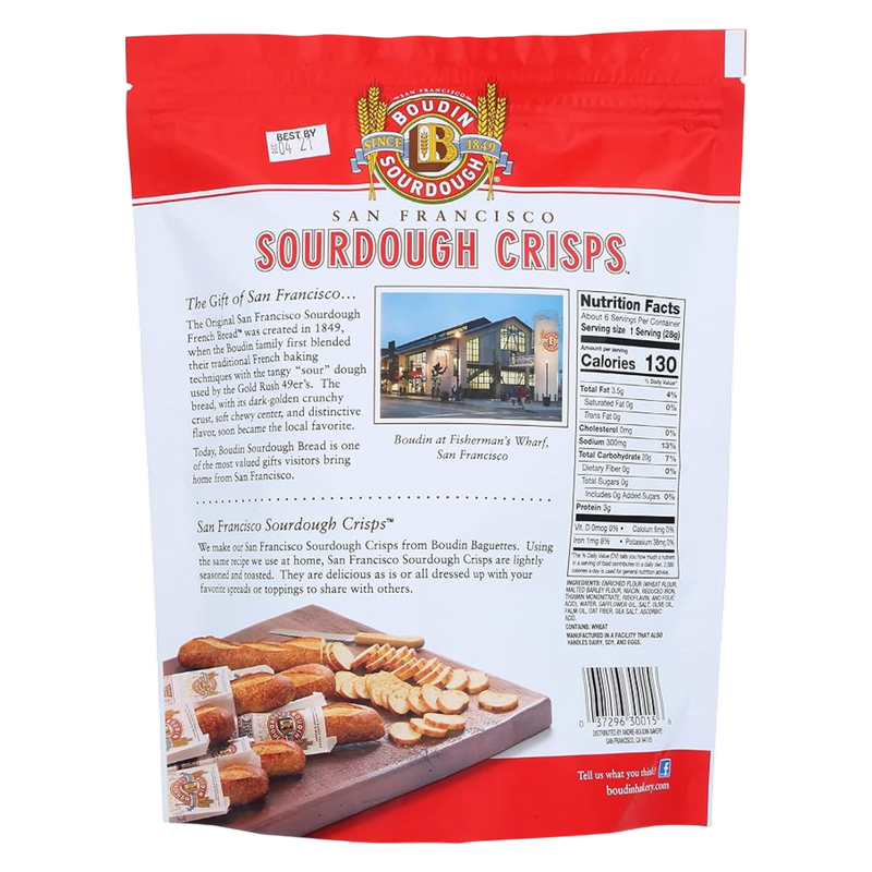Boudin Sourdough Crisps Sea Salt & Olive Oil, 6 oz