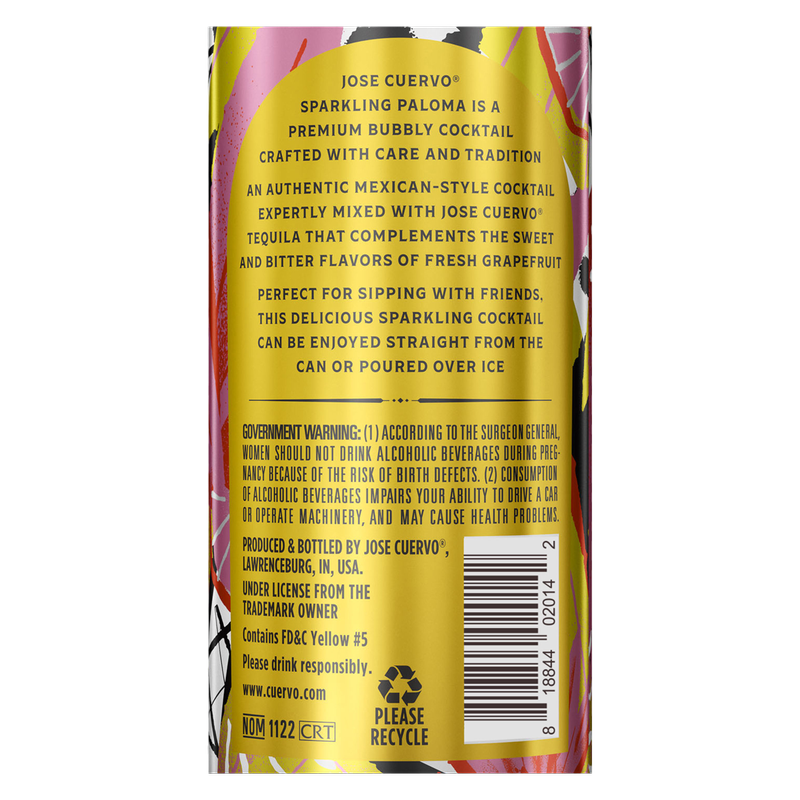Jose Cuervo Sparkling Margarita Paloma Ready to Drink Cocktail 4 pk 355ml Can 8% ABV