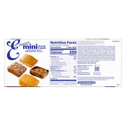 Entenmann's Brownie Chocolate Chip Mini Snack Cakes, 6 packs, 12 oz