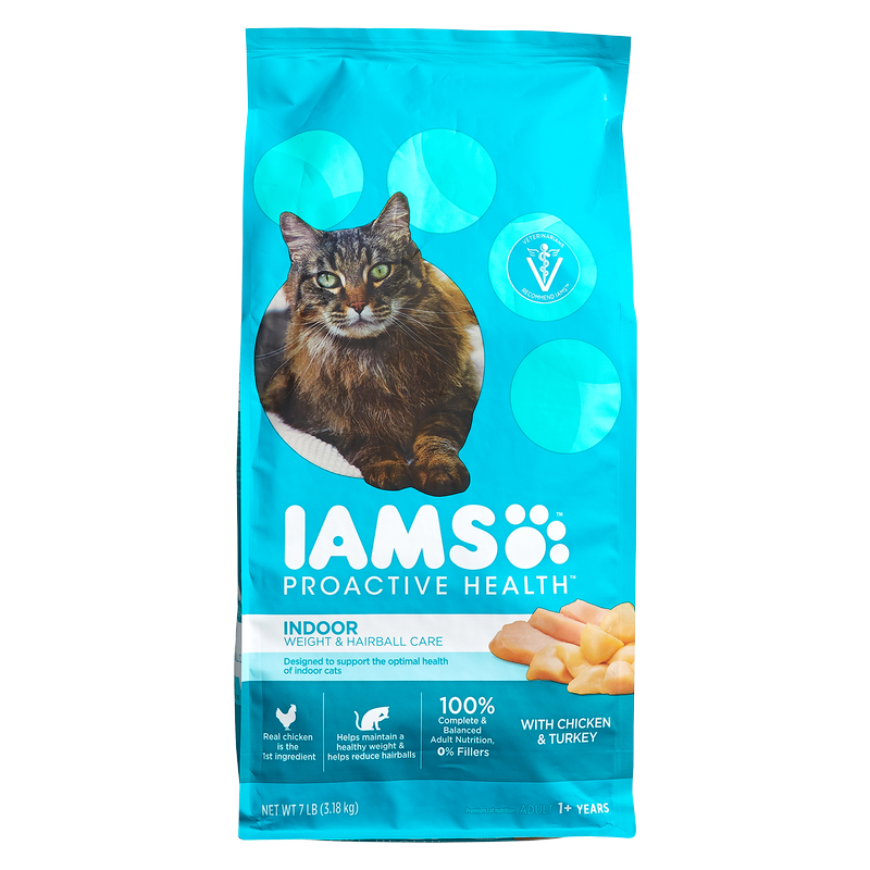 Iams Proactive Health Weight & Hairball Care Chicken & Turkey Dry Cat Food 7lb