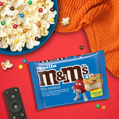 M&M'S Vanilla Ice Cream Cookie Sandwiches, Reduced Fat Vanilla Ice Cream Dessert Cookie Sandwich, 4ct