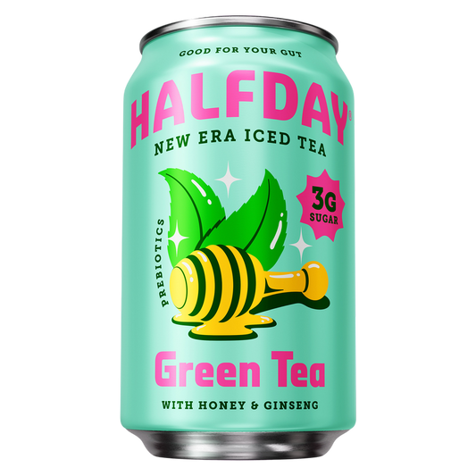 Halfday Prebiotic Green Tea with Honey & Ginseng 12oz Can