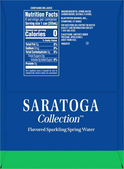 Saratoga Collection Abstraction of Lime Flavored Sparkling Spring Water, 12 fl oz, 6 Pack Cans