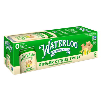 Waterloo Ginger Citrus Twist Sparkling Water 12pk 12oz Can