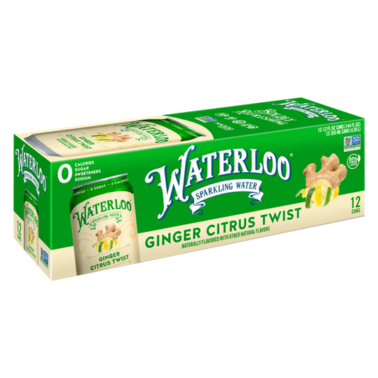 Waterloo Ginger Citrus Twist Sparkling Water 12pk 12oz Can
