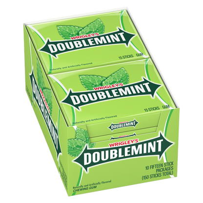 WRIGLEY'S DOUBLEMINT Mint Gum Chewing Gum Bulk Pack, 15 Stick (Pack of 10)
