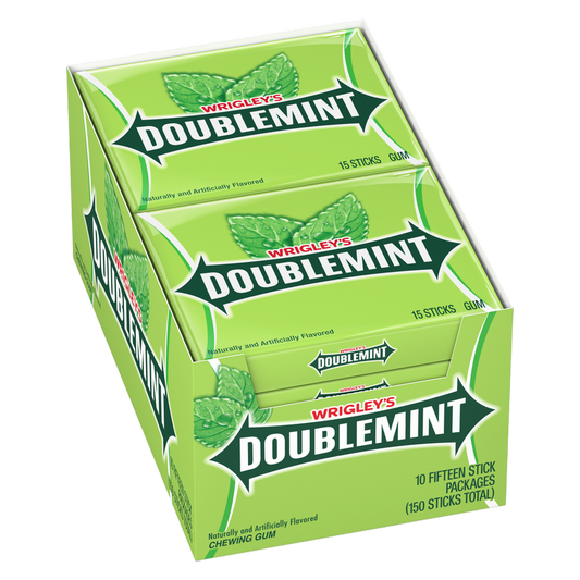 WRIGLEY'S DOUBLEMINT Mint Gum Chewing Gum Bulk Pack, 15 Stick (Pack of 10)