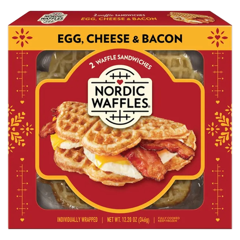 Nordic Waffles Bacon, Egg & Cheese Waffle Sandwich 2ct