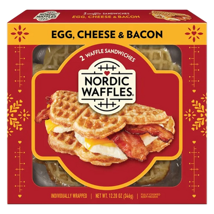 Nordic Waffles Bacon, Egg & Cheese Waffle Sandwich 2ct