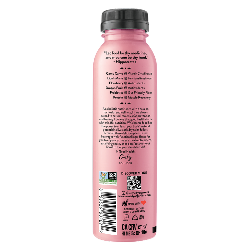 Remedy Organics Berry Immunity Protein Shake 12oz Btl