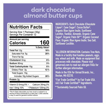 Unreal Dark Chocolate Almond Butter Cups 3.2oz