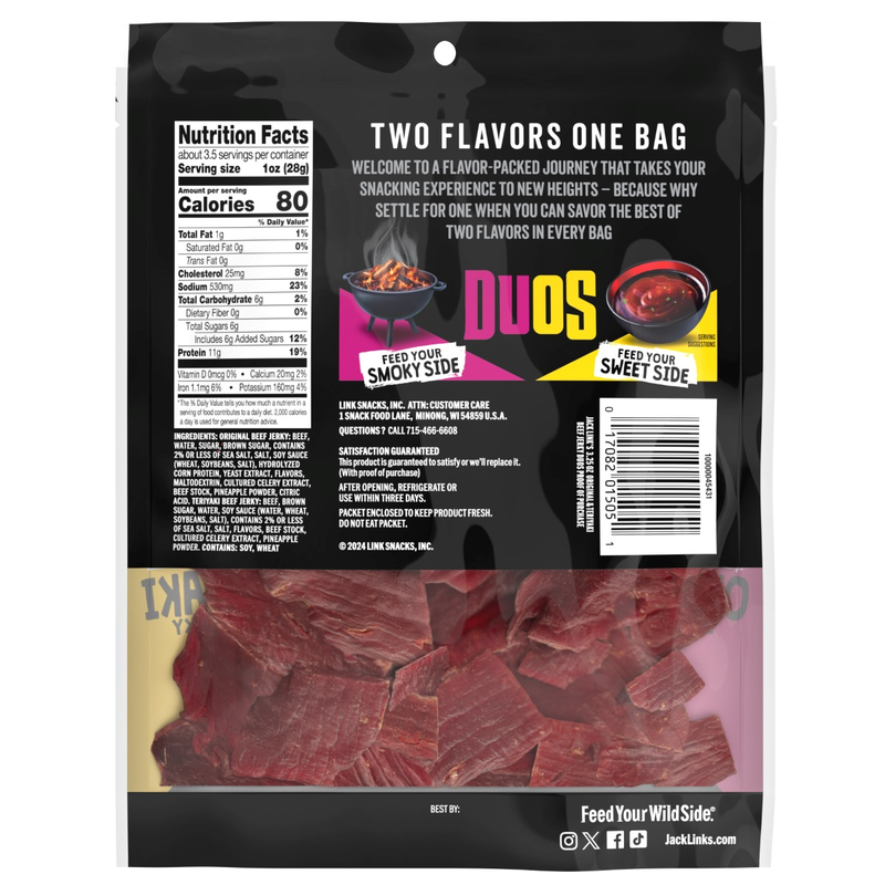 Jack Link's DUOs Original and Teriyaki Beef Jerky, 3.25oz