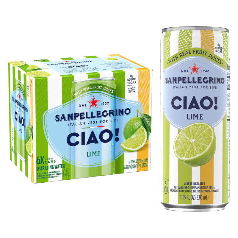 San Pellegrino Ciao! Lime Sparkling Water 6pk 330mL Can