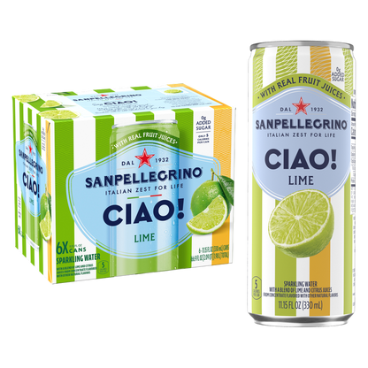 San Pellegrino Ciao! Lime Sparkling Water 6pk 330mL Can