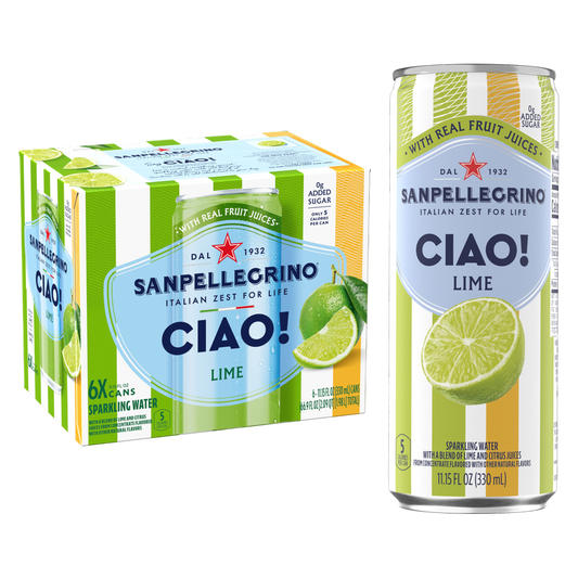 San Pellegrino Ciao! Lime Sparkling Water 6pk 330mL Can