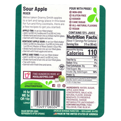 Master of Mixes Sour Apple Martini1 Liter