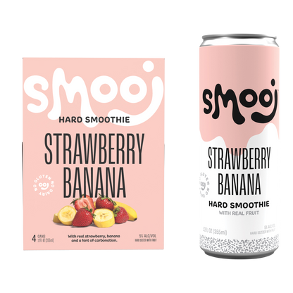 Smooj Strawberry Banana Hard Seltzer Smoothie 4pk 12oz Can 5.0% ABV