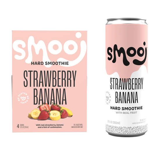 Smooj Strawberry Banana Hard Seltzer Smoothie 4pk 12oz Can 5.0% ABV