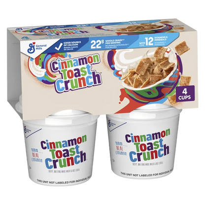 General Mills Cinnamon Toast Crunch Cereal Cup, 4-Pack