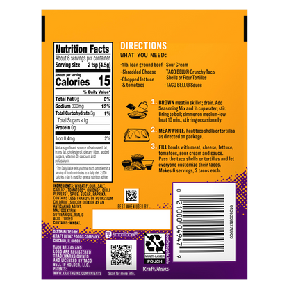 Kraft Heinz Taco Bell Mild Seasoning Mix, 1oz.