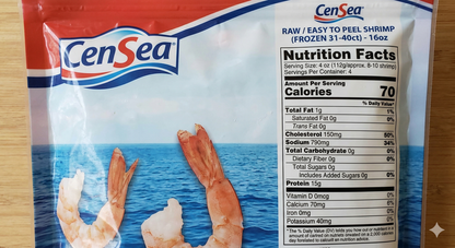 CenSea Raw / Easy to Peel Shrimp (Frozen 31-40ct) - 16oz