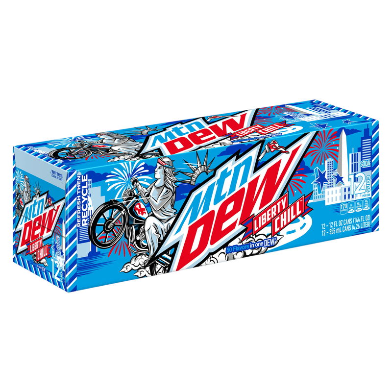 Mtn Dew Liberty Chill Soda 50 Flavors In One DEW 12pk 12oz Btl
