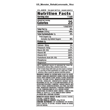 Monster Energy Rehab Tea + Lemonade 15.5oz Can