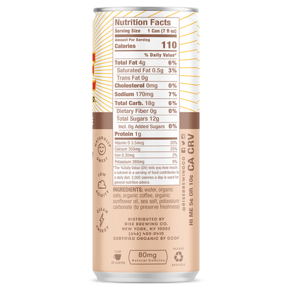 RISE Brewing Co. Oat Milk Nitro Cold Brew Latte 7oz Can
