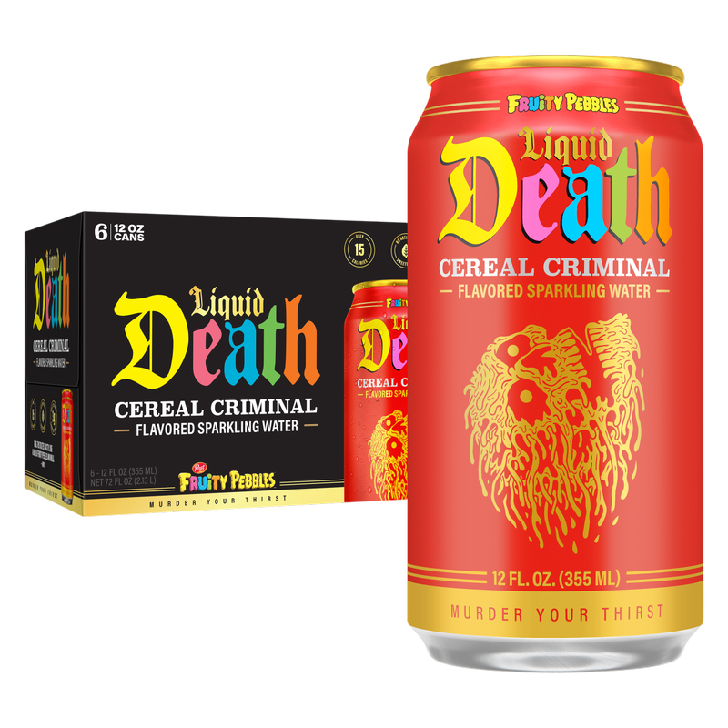 Liquid Death Fruity Pebbles Cereal Criminal Sparkling Water 6pk 12oz Can