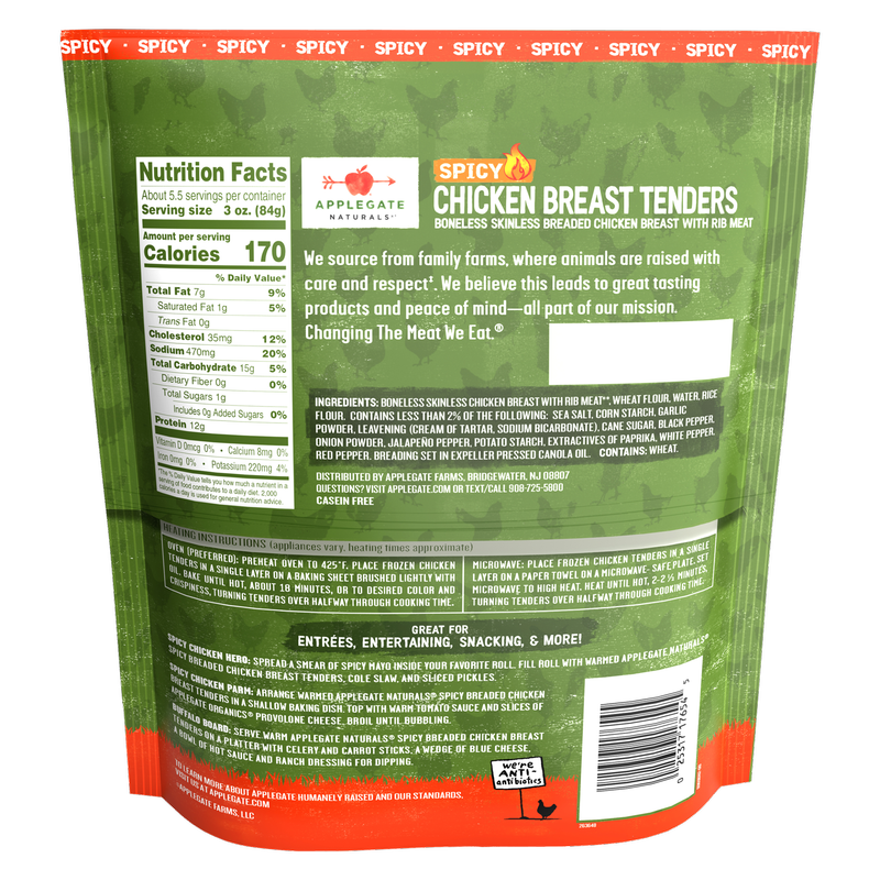 Applegate Natural Family Size Spicy Chicken Tenders 16 oz