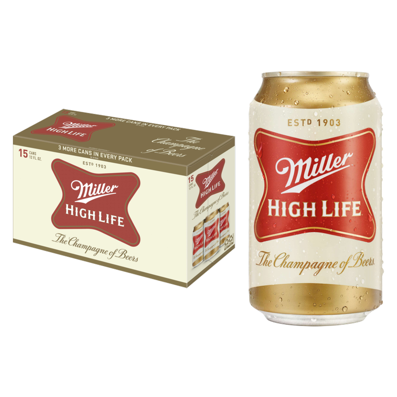 Miller High Life 15pk 12oz Can 4.6% ABV