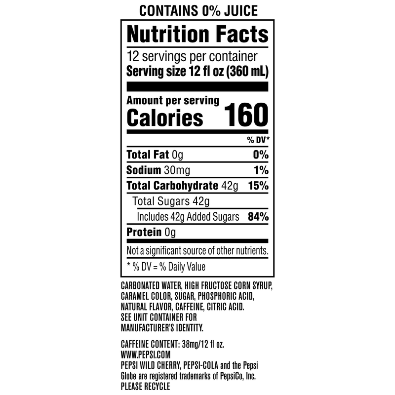 Pepsi Wild Cherry 12pk 12oz can