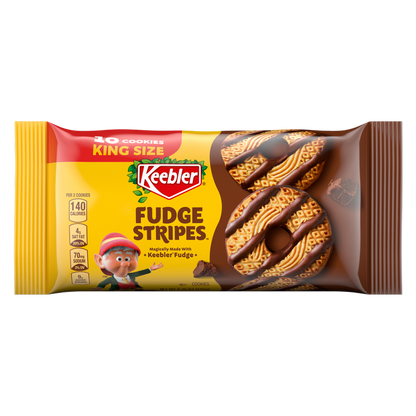 Keebler Fudge Stripes Original Shortbread Cookies, King Size, 4.75 oz