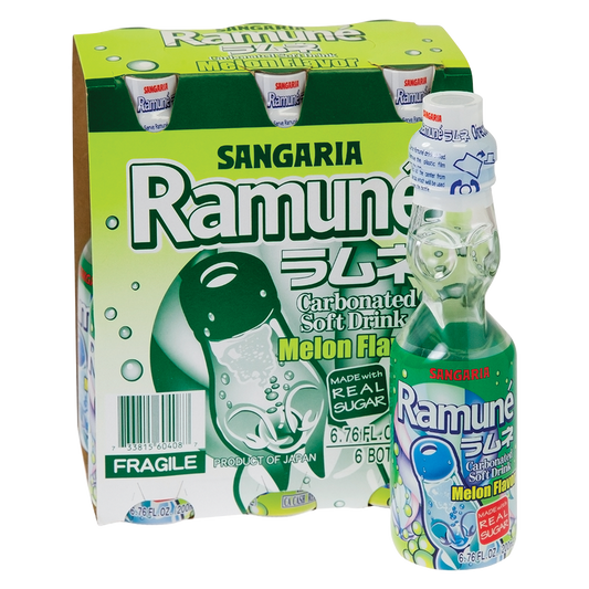 Sangria Melon Flavored Ramune Carbonated Soda 6.76oz Glass Bottle