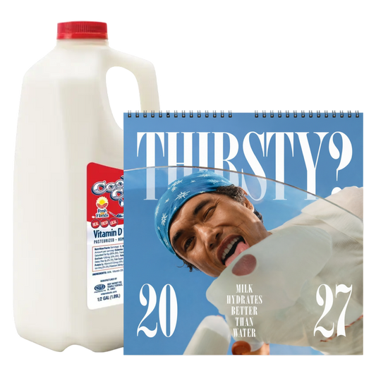 2027 Milk Man Hydration Calendar & Cool Cow Whole Vitamin D Milk - 1/2 Gallon