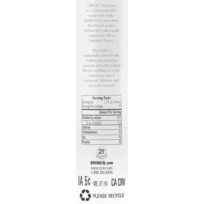 Ciroc Coconut Vodka 750ml (70 Proof)