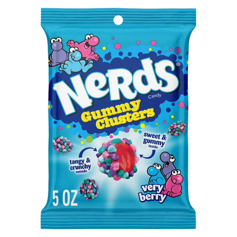 NERDS Gummy Clusters, Candy, Very Berry, Crunchy and Gummy, 5 oz